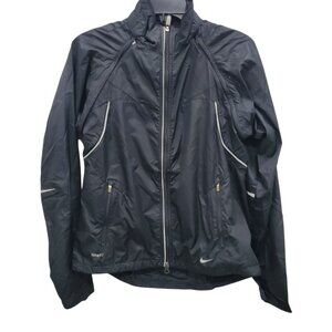 Nike NikeFitSTORM Women's Black Silver Zip Off Sleeves Zip Front Active Jacket M